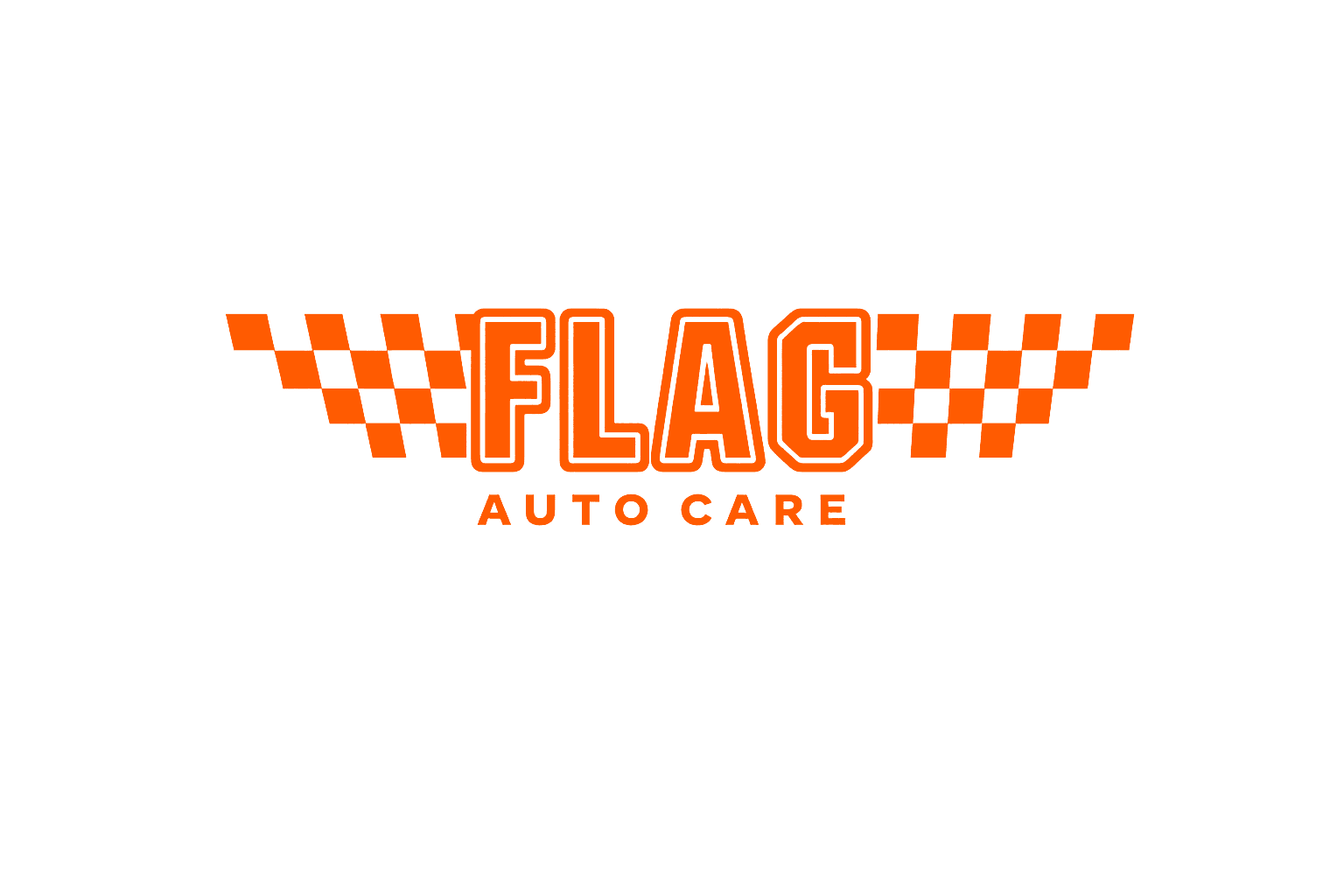 Flag Auto Care orange wordmark and chequered flag identity